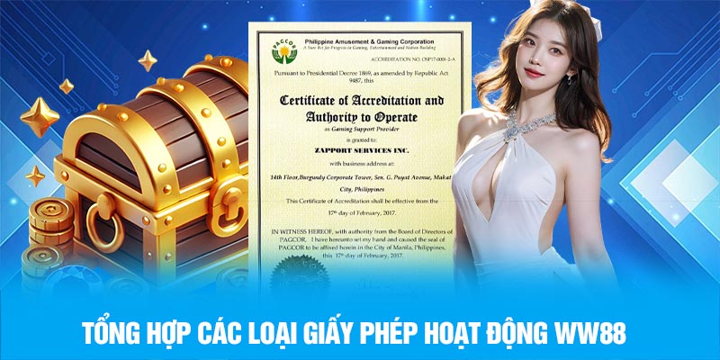 Tổng hợp các loại giấy phép hoạt động WW88